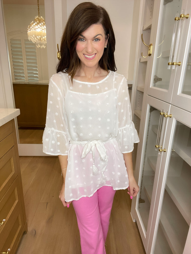 *BELLES & DOORBUSTER* Have it All Swiss Dot Top *Final Sale*