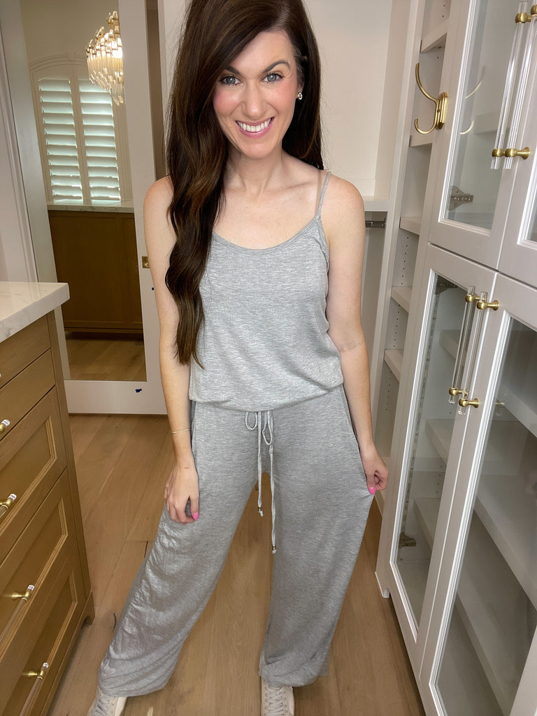 SALE! First Class Ticket Jumpsuit in Heather Gray *Final Sale*