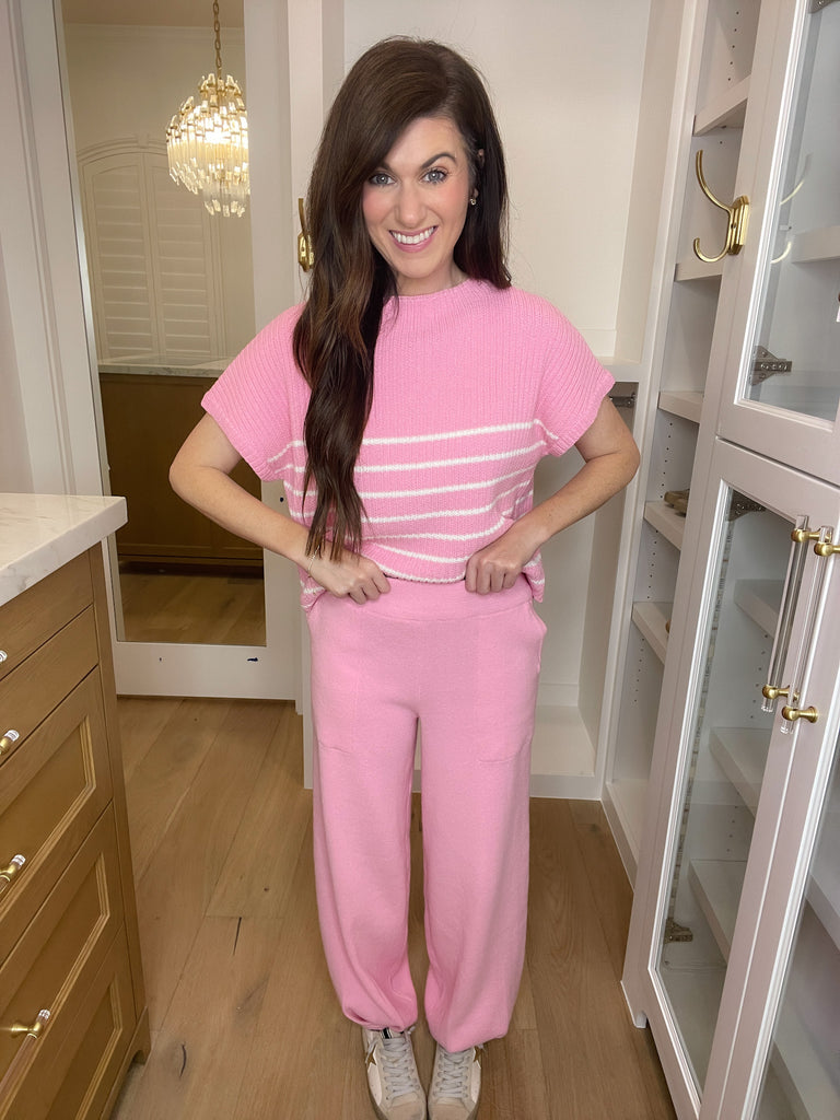 Good to Be Back Joggers in Pink {Part of Set}