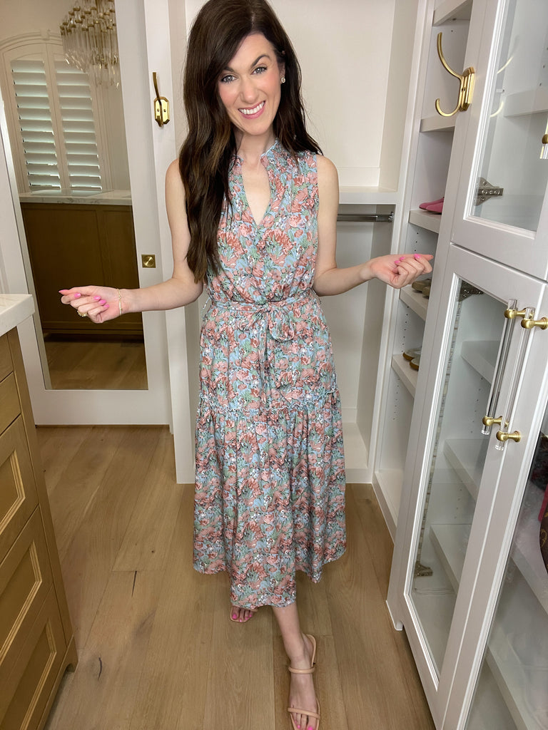 Sweet Nostalgia Dress in Blue/Blush