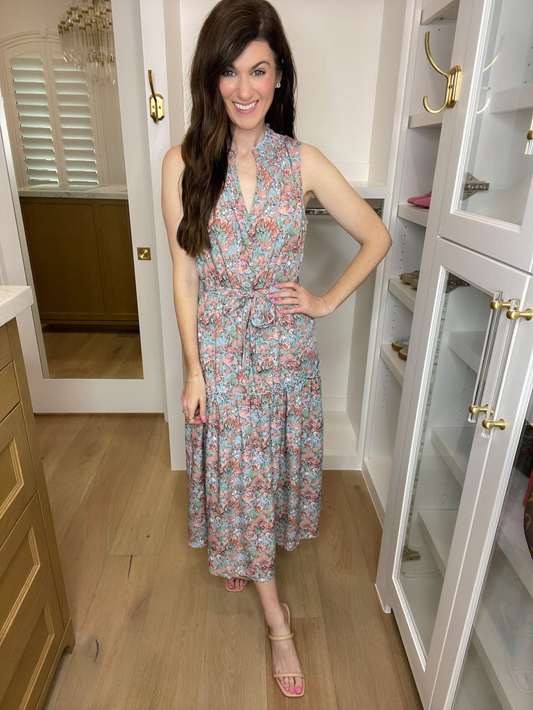 Sweet Nostalgia Dress in Blue/Blush