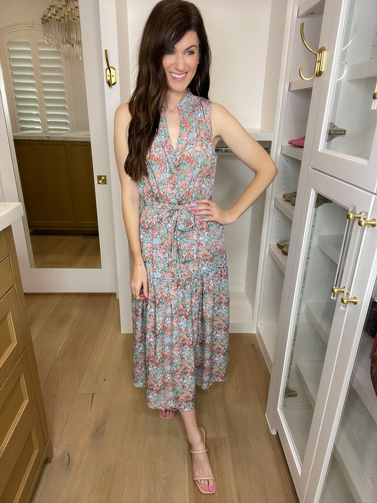 Sweet Nostalgia Dress in Blue/Blush