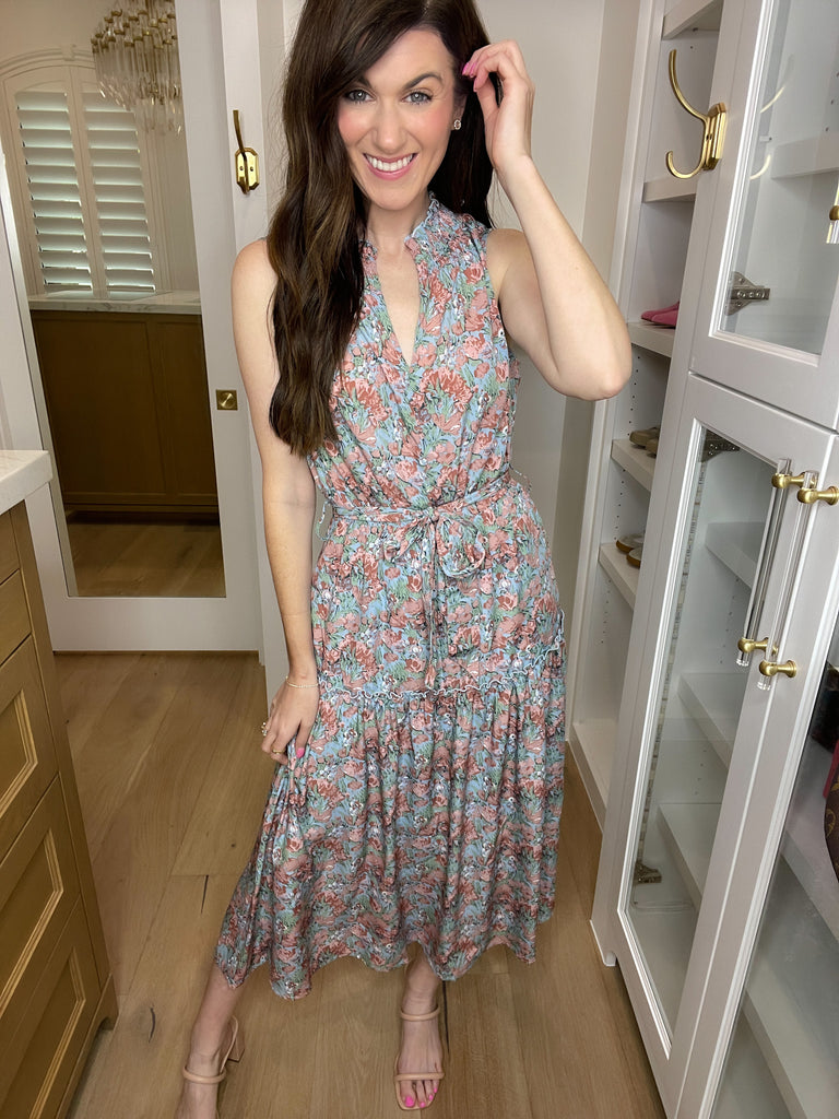 Sweet Nostalgia Dress in Blue/Blush