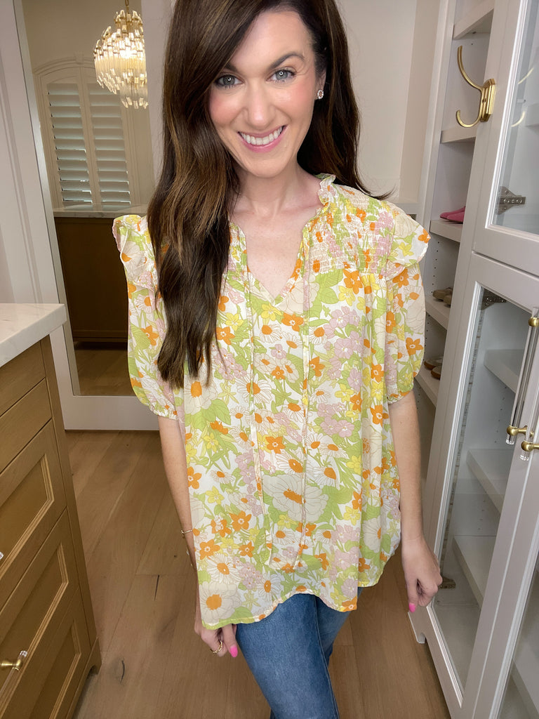 Embrace the Season Top in Green Mix