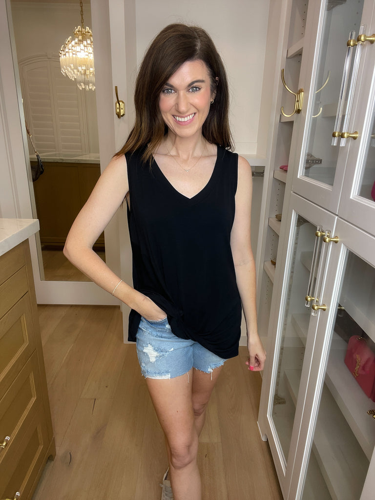 SALE! Twist and Shout Tank in Black *Final Sale*