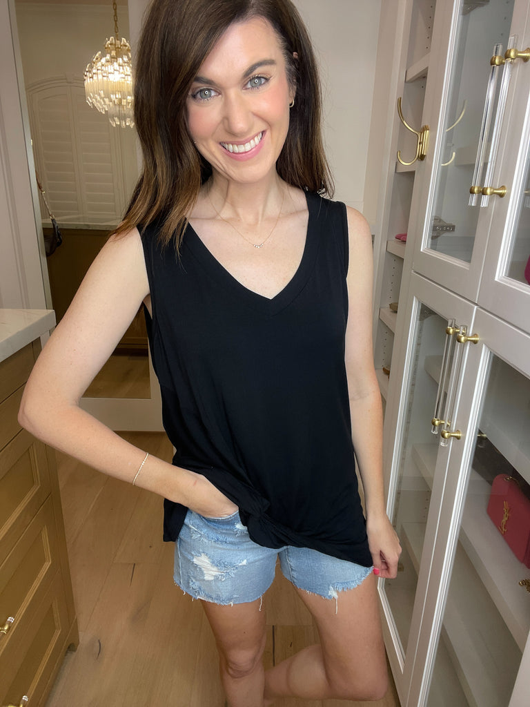 SALE! Twist and Shout Tank in Black *Final Sale*