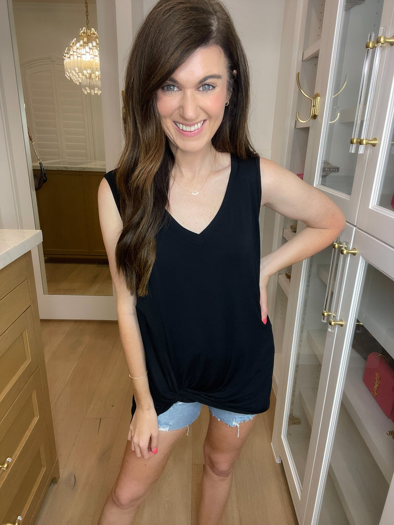 SALE! Twist and Shout Tank in Black *Final Sale*