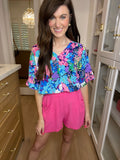 Tropical Tendencies Paperbag Waist Shorts in Pink