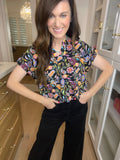 The Lizzy Top in Black Perfect Paisley