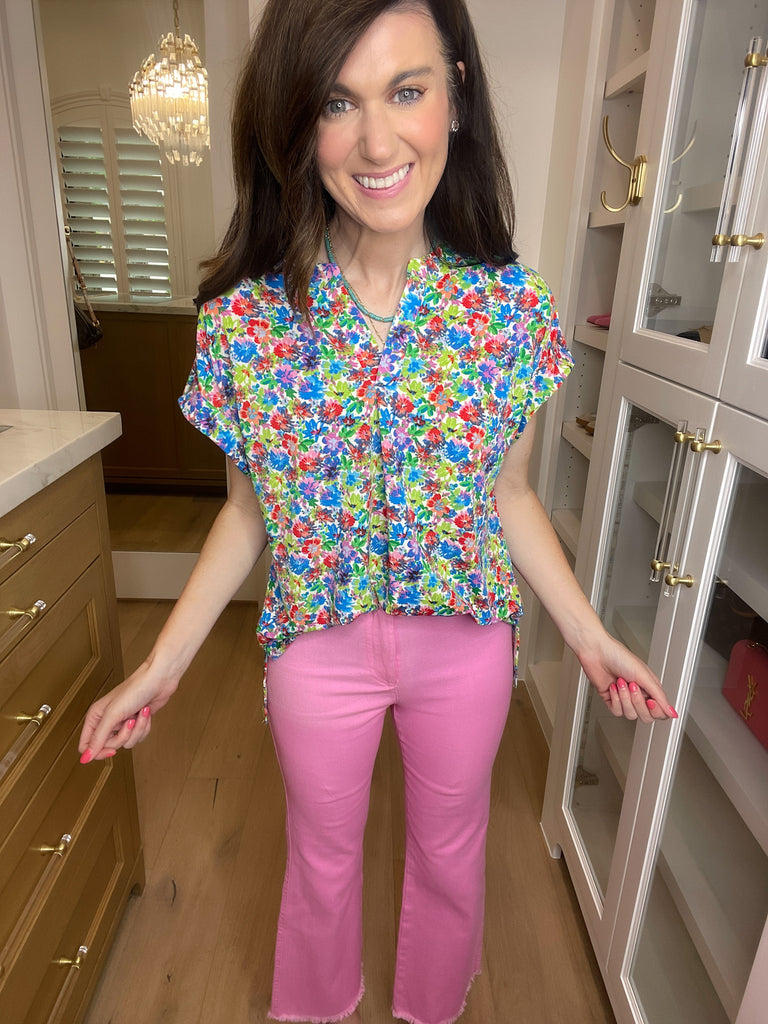 Oliver High Rise Stretch Denim Jeans in Candy Pink