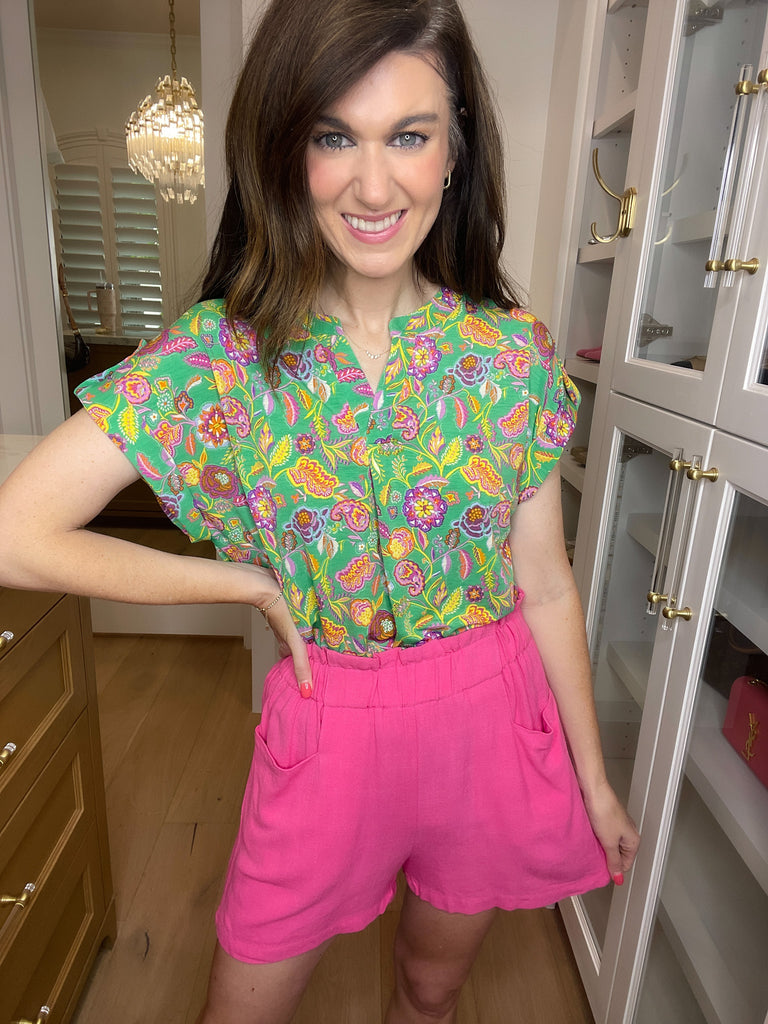 SALE! The Lizzy Top in Green Perfect Paisley *Final Sale*