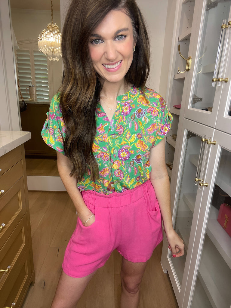 SALE! The Lizzy Top in Green Perfect Paisley *Final Sale*