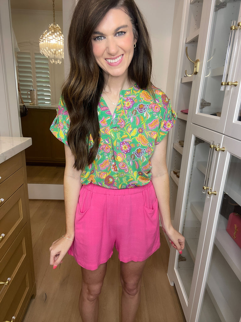 SALE! The Lizzy Top in Green Perfect Paisley *Final Sale*