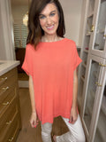 Stay Elevated Solid Knit Top in Salmon