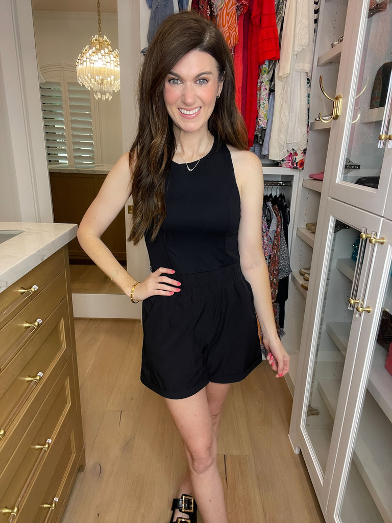 Mono B Keep Up Romper in Black