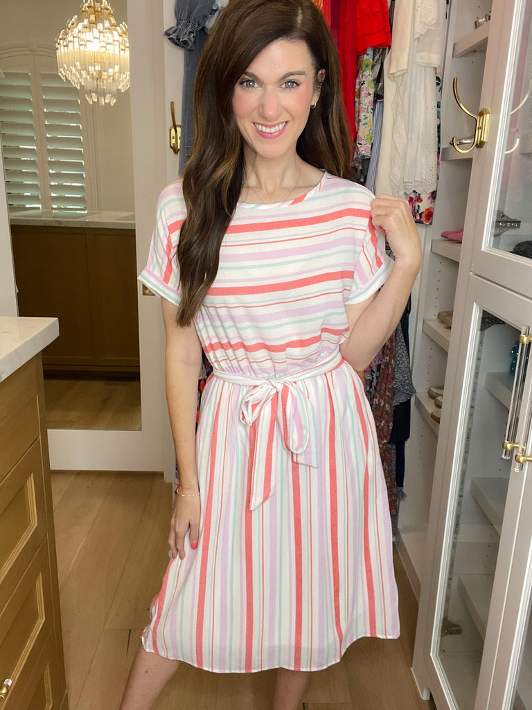 *BELLES & DOORBUSTER* Striped Sweetheart Midi Dress *Final Sale*