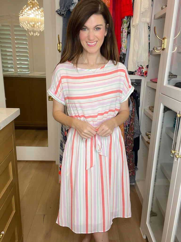 *BELLES & DOORBUSTER* Striped Sweetheart Midi Dress *Final Sale*