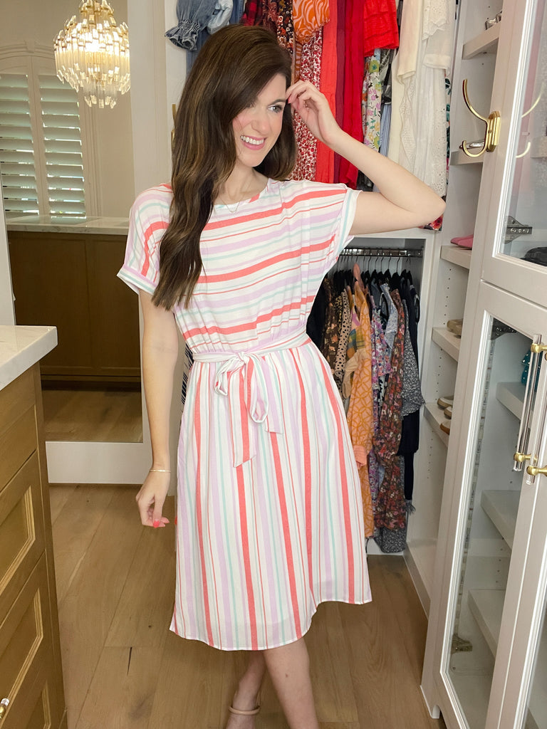 *BELLES & DOORBUSTER* Striped Sweetheart Midi Dress *Final Sale*
