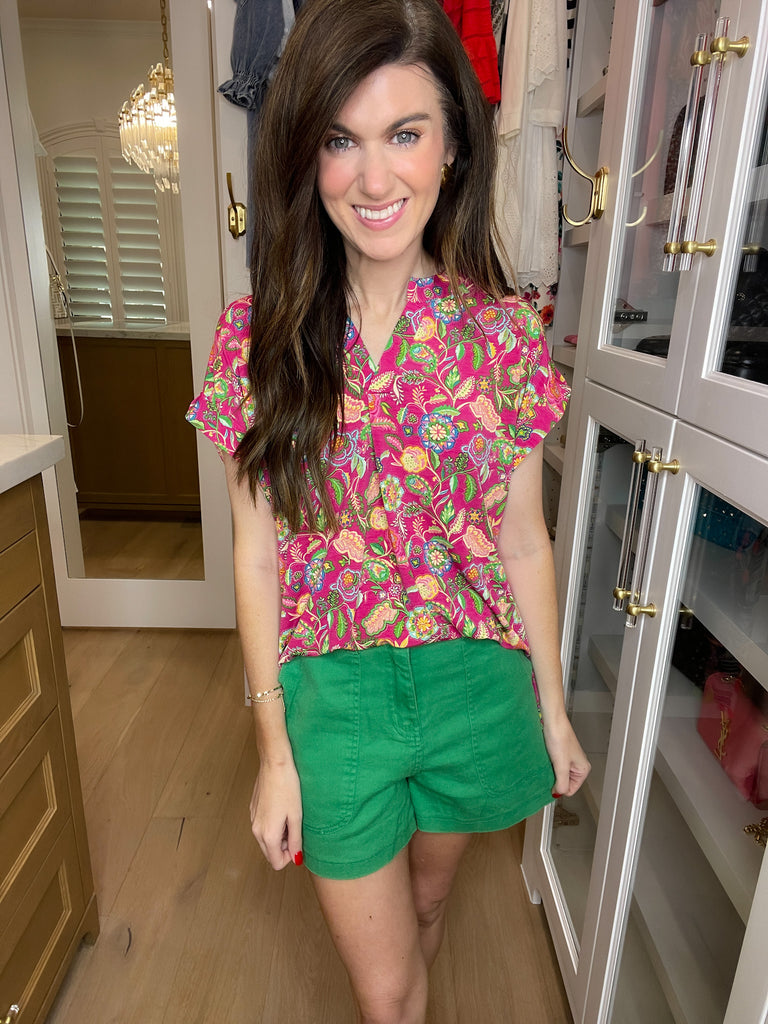 High Energy Green Denim Shorts