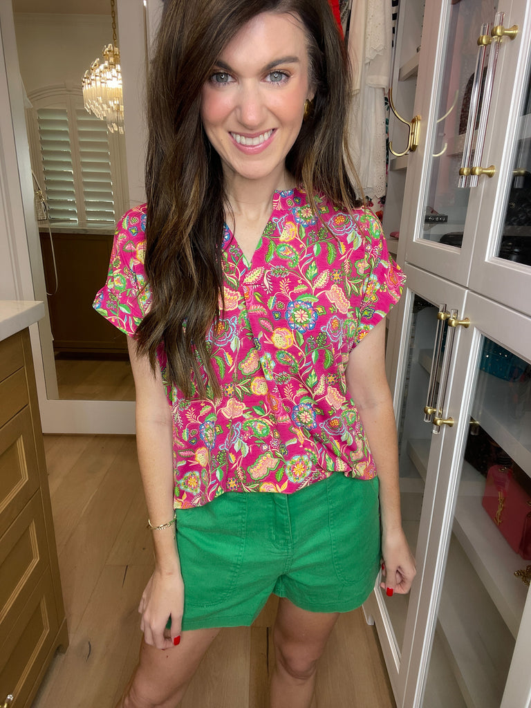 The Lizzy Top in Magenta Perfect Paisley