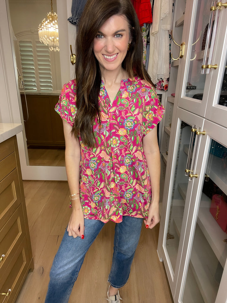 The Lizzy Top in Magenta Perfect Paisley