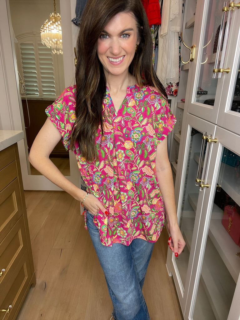 The Lizzy Top in Magenta Perfect Paisley