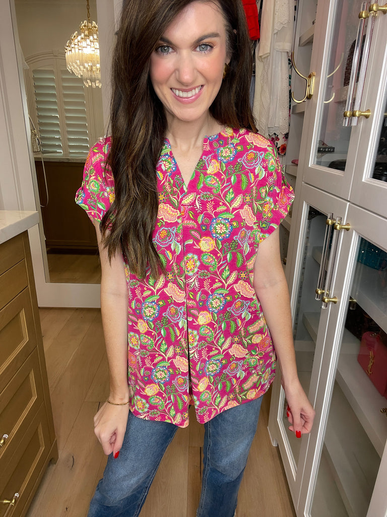 The Lizzy Top in Magenta Perfect Paisley