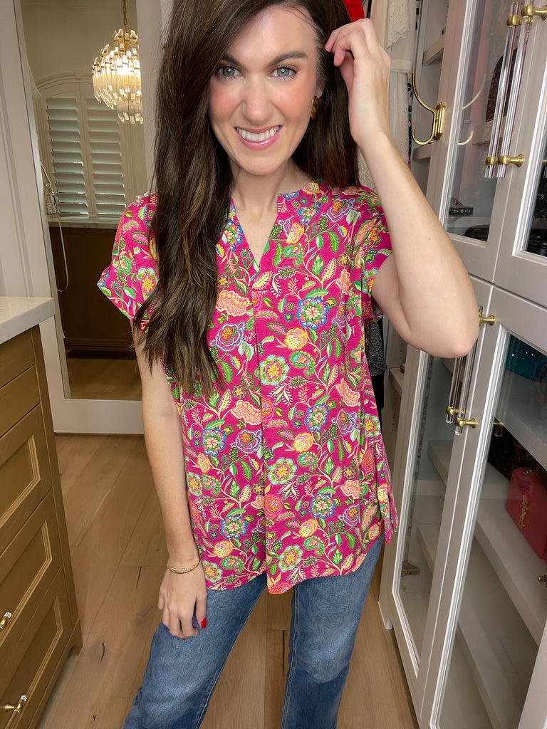The Lizzy Top in Magenta Perfect Paisley
