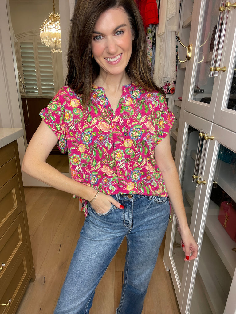 The Lizzy Top in Magenta Perfect Paisley