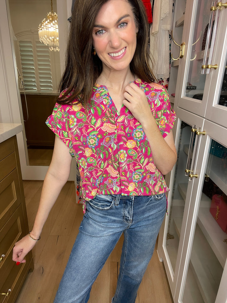 The Lizzy Top in Magenta Perfect Paisley