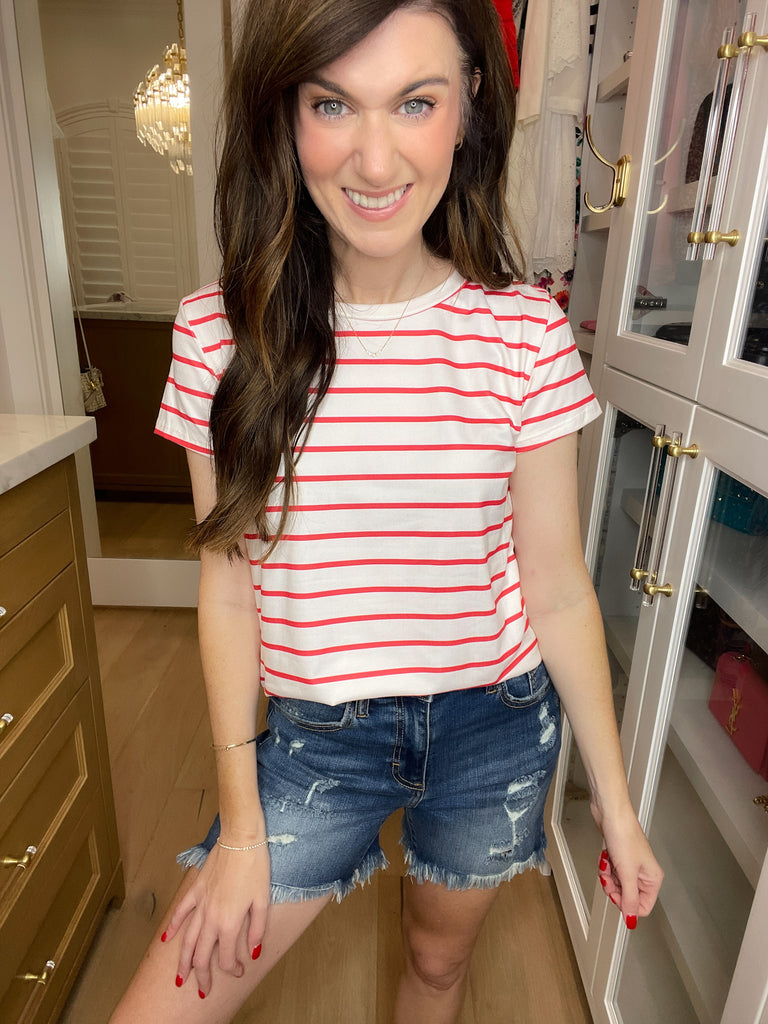 *BELLES & DOORBUSTER* Keep it Classic Tee in White/Red *Final Sale*