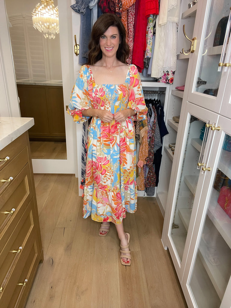 Bubbly in Bora Bora Smocked Midi Dress