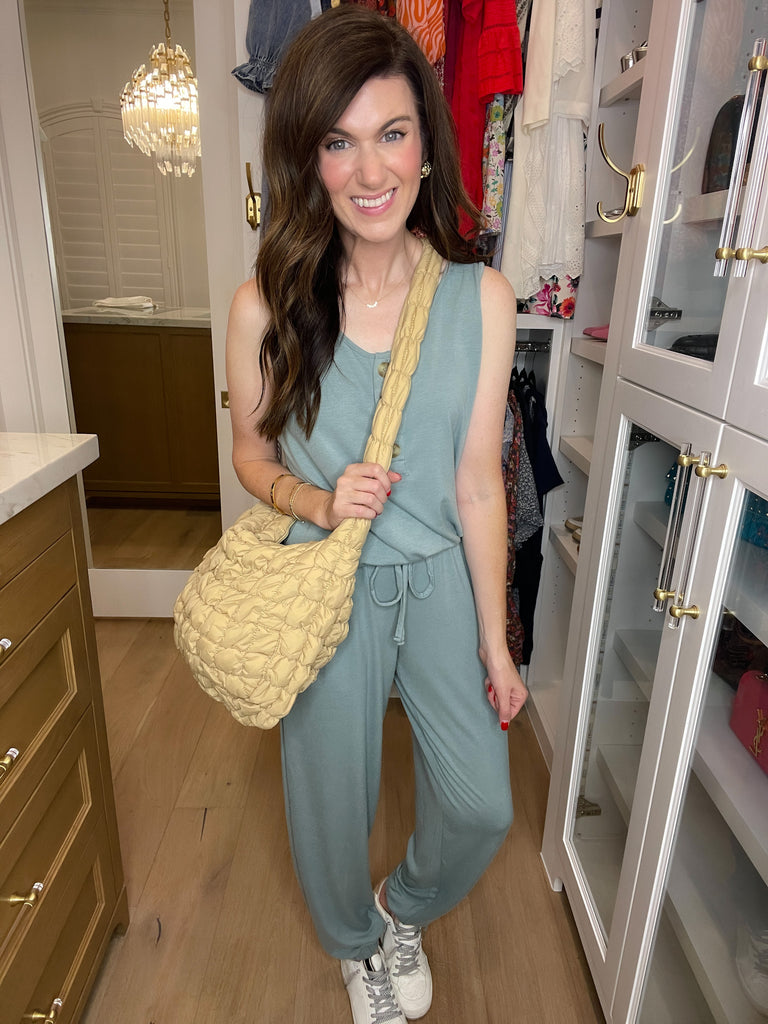 *BELLES & DOORBUSTER* Los Feliz Jumpsuit in Sage *Final Sale*