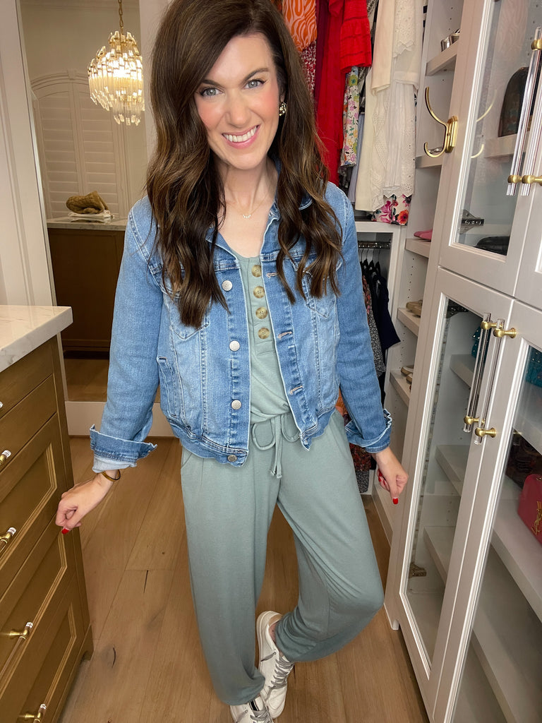 *BELLES & DOORBUSTER* Los Feliz Jumpsuit in Sage *Final Sale*