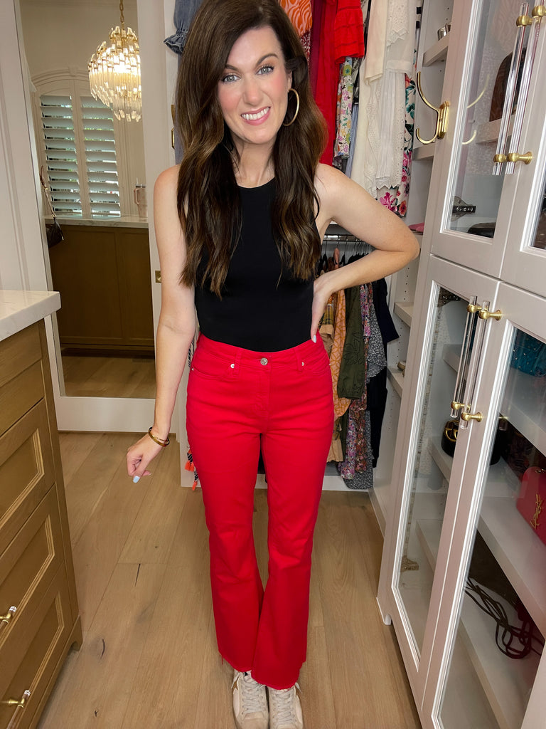 Mica Anchor Ankle Flare Jeans in True Red