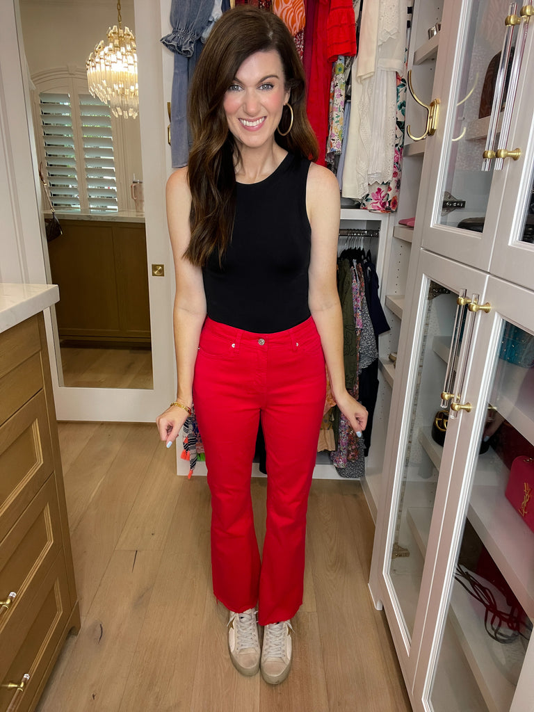Mica Anchor Ankle Flare Jeans in True Red