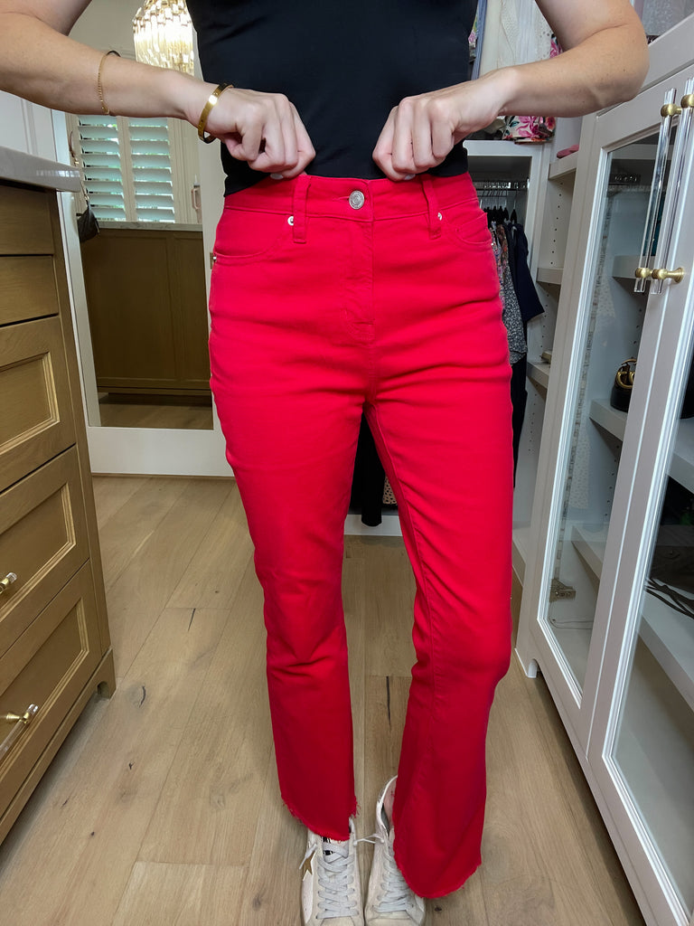 Mica Anchor Ankle Flare Jeans in True Red