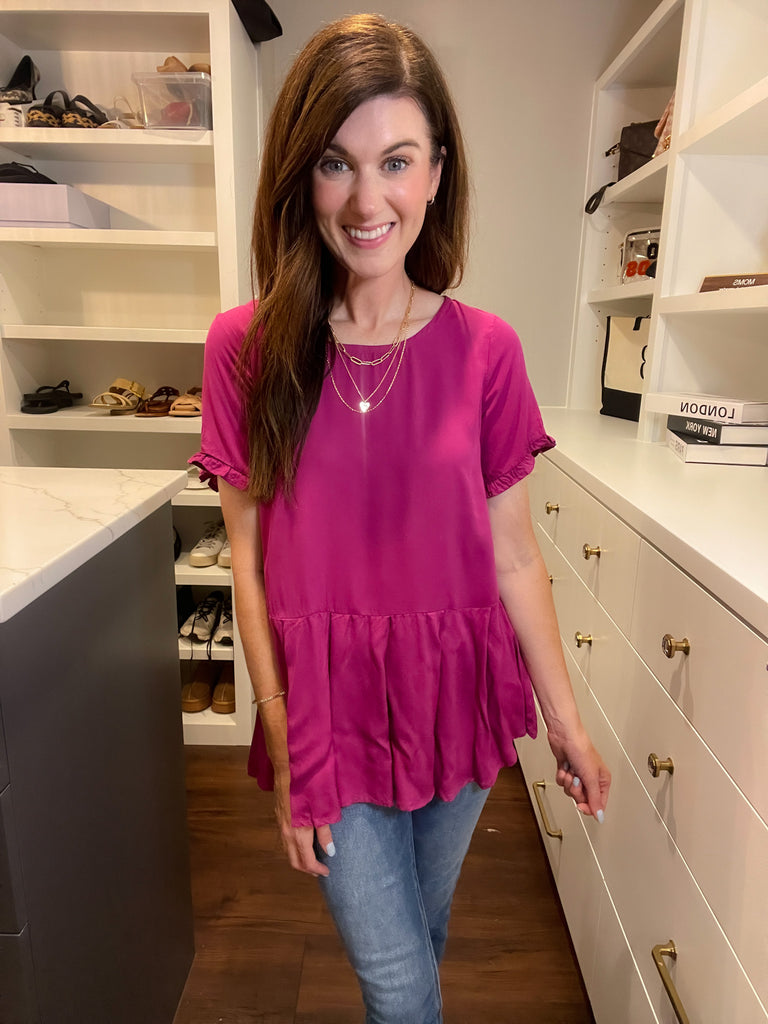 *BELLES & DOORBUSTER* Greta Button Back Peplum Top *Final Sale*