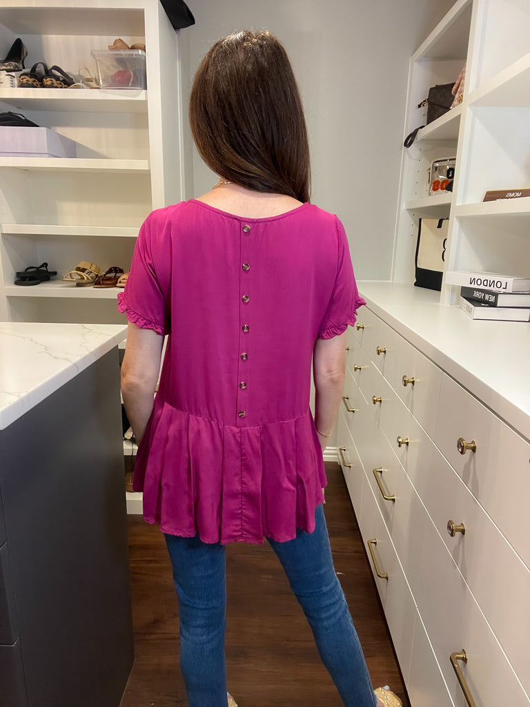 *BELLES & DOORBUSTER* Greta Button Back Peplum Top *Final Sale*