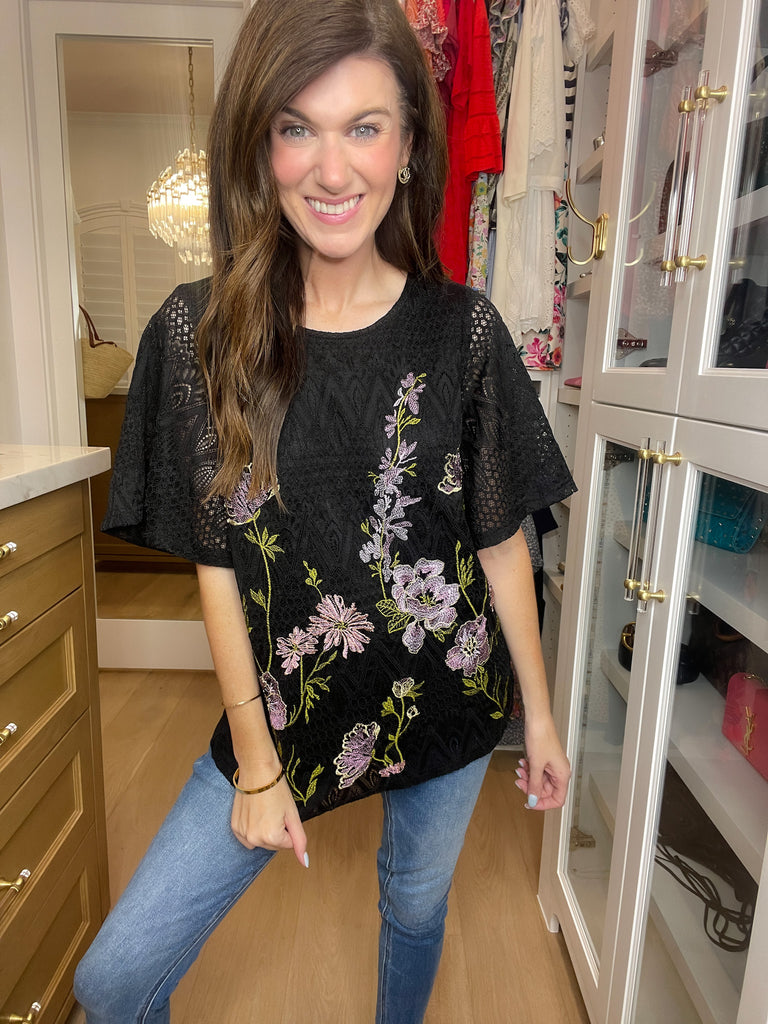 *BELLES & DOORBUSTER* Mesmerizing Lace Embroidered Top *Final Sale*