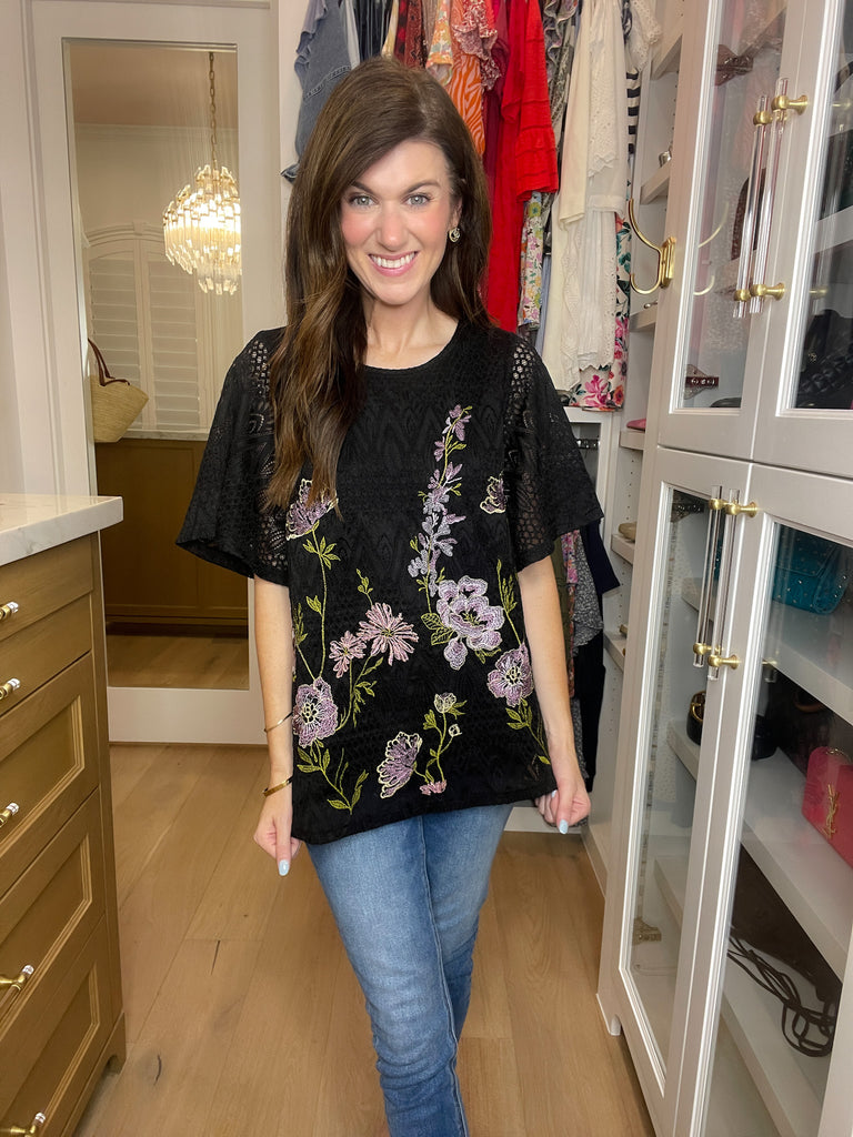 *BELLES & DOORBUSTER* Mesmerizing Lace Embroidered Top *Final Sale*