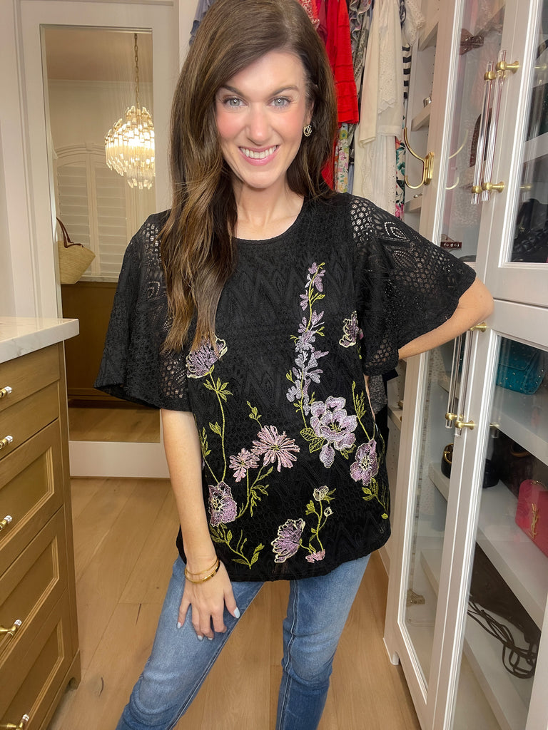 *BELLES & DOORBUSTER* Mesmerizing Lace Embroidered Top *Final Sale*