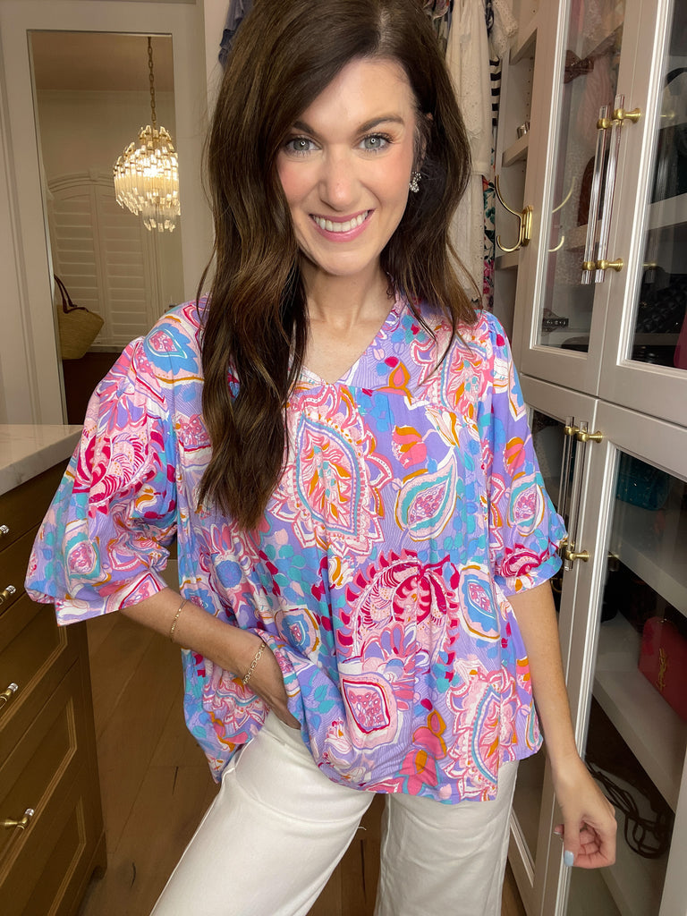 Breath of Fresh Air Top in Lavender Mix