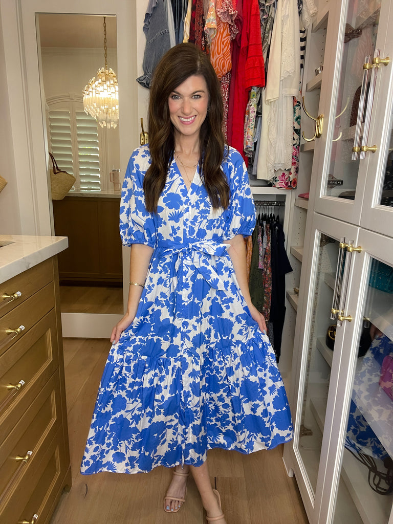 Sugarlips Wynette Tiered Midi Dress in Marinelle Floral