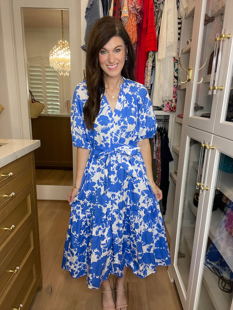 Sugarlips Wynette Tiered Midi Dress in Marinelle Floral