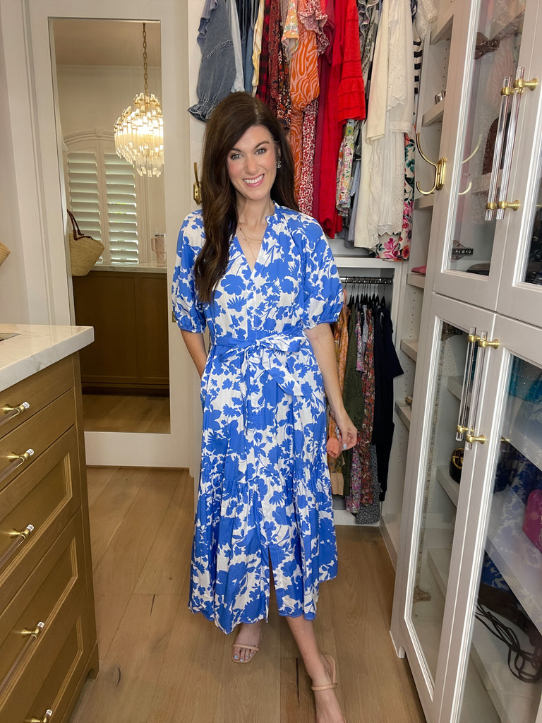 Sugarlips Wynette Tiered Midi Dress in Marinelle Floral