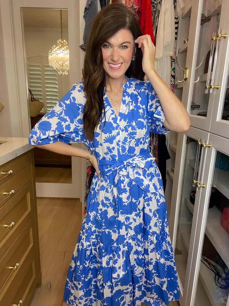 Sugarlips Wynette Tiered Midi Dress in Marinelle Floral