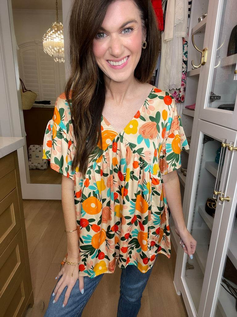 *BELLES & DOORBUSTER* Time to Twist Floral Top *Final Sale*
