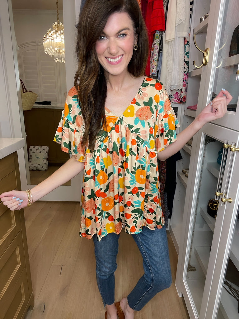*BELLES & DOORBUSTER* Time to Twist Floral Top *Final Sale*