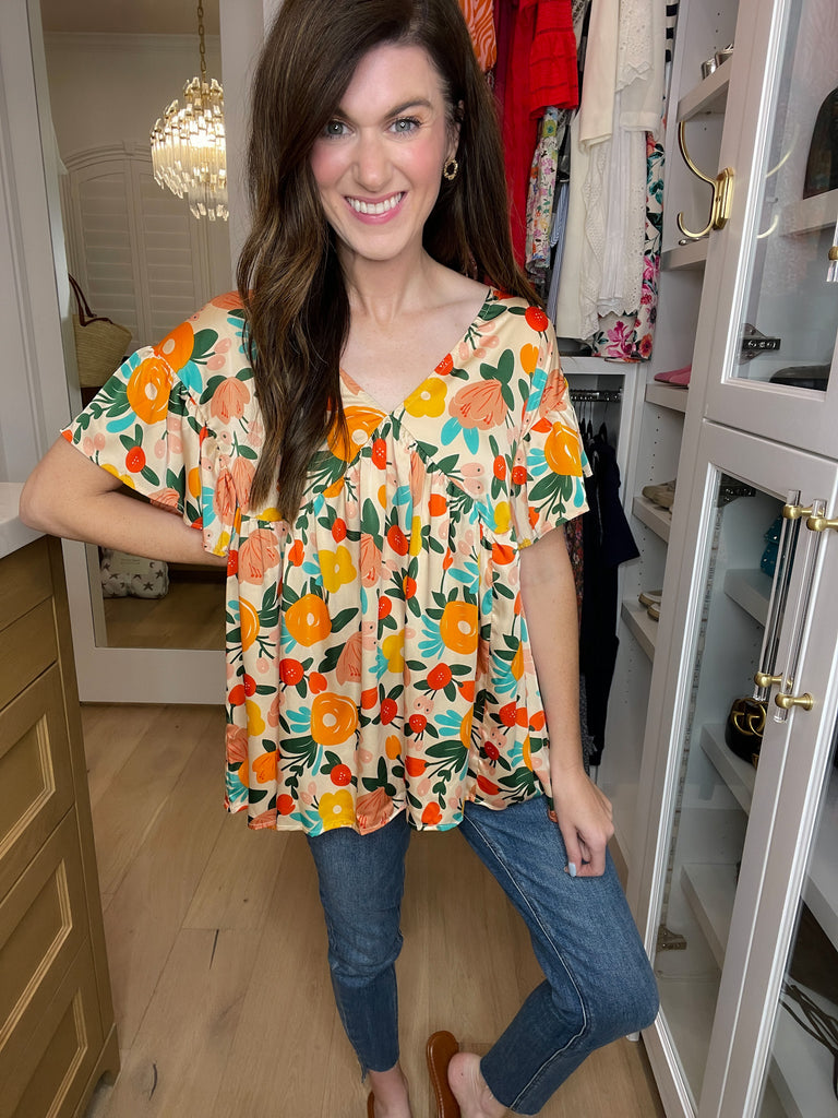*BELLES & DOORBUSTER* Time to Twist Floral Top *Final Sale*